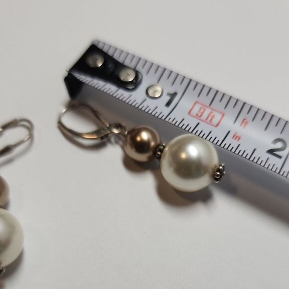 Sterling Silver Faux Pearl Drop Earrings - Picture 4 of 4